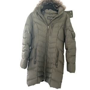 Eddie Bauer Women’s Sun Valley Sage Green Puffer Down Quilted Long Coat